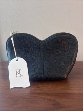 Kattee Black Heart-Shaped Cosmetic Bag
